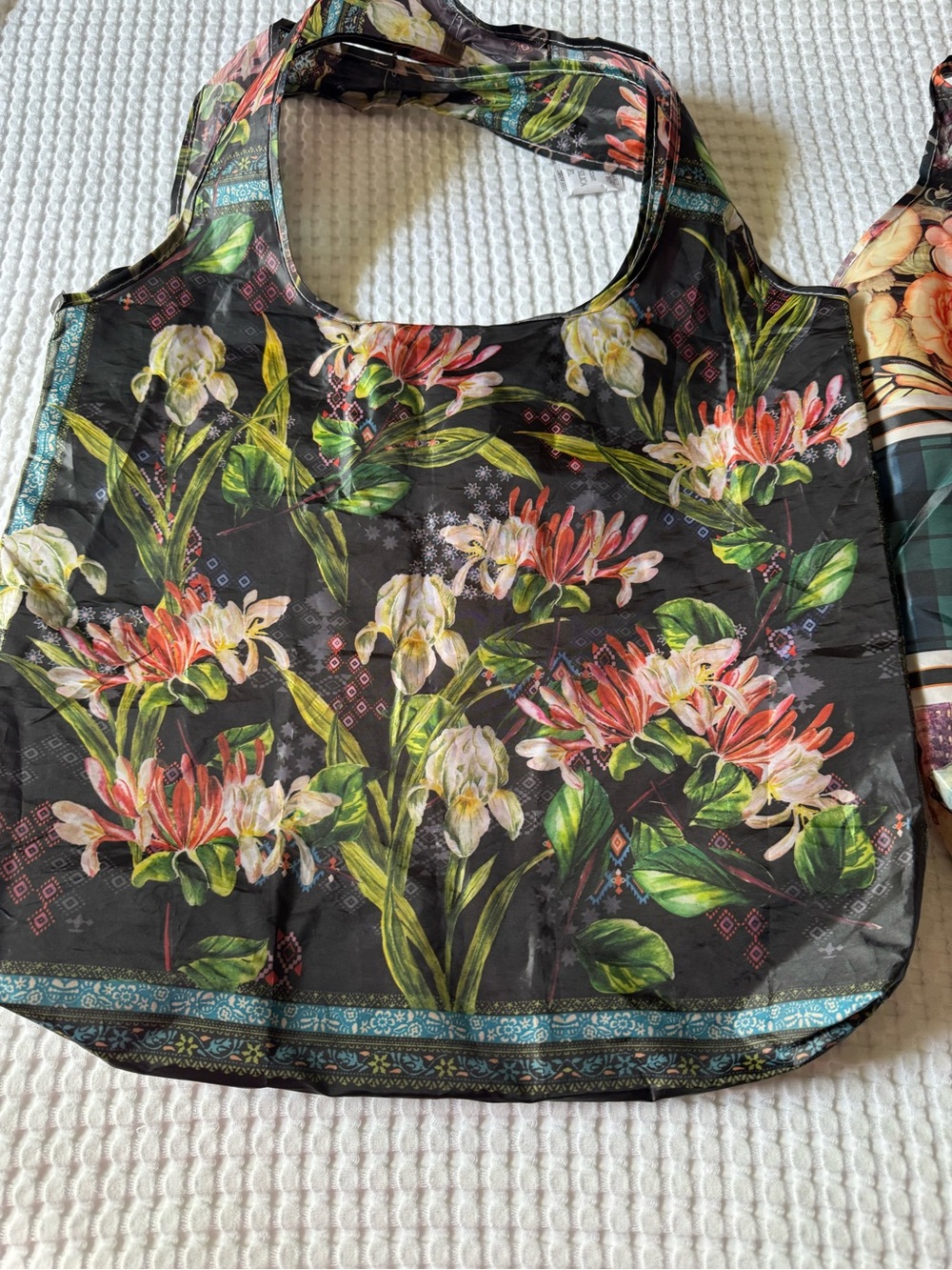 Johnny Was Floral bundle Reusable Totes - Black & Teal Multicolor - Picture 5 of 10